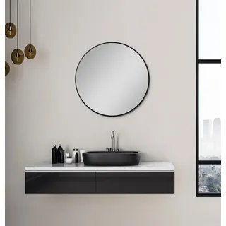 Talos Picasso Schwarz Spiegel Ø 60 cm – Hochwertiger Aluminiumrahmen, runder Badezimmerspiegel für stilvolles Ambiente – Eleganter Wandspiegel, der Funktionalität und modernes Design vereint.