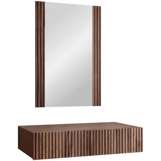 Mirjan24 Schminktisch Tacos , Braun , Holzwerkstoff , Holz Optik , Rechteckig , 80x17x42 cm , Schlafzimmer, Schminktische