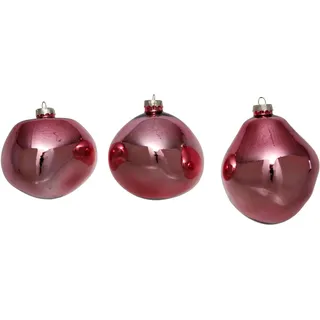 Leonique Weihnachtsbaumkugel »Birdelle glänzend, Weihnachtsdeko, Christbaumschmuck, Christbaumkugeln«, (Set, 3 St.), Baumkugeln in organischer Form, Ø 10 cm, organische Kugeln aus Glas, rosa