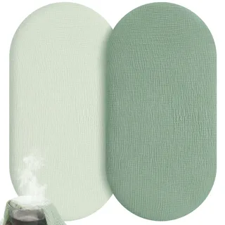 Unnivoll Baby Spannbettlaken 41x81 cm Kinderbett, 100% Musselin Baumwolle, 2er Pack Bettlaken Für Beistellbett, Atmungsaktives Weiches Spannbetttücher