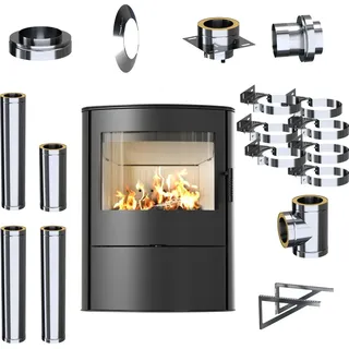 Freistehender Kaminofen KRATKI ROLLO 2 10kW Ø150 Außenkaminset