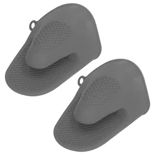 Silikon Ofenhandschuhe, 2 Stück, Hitzebeständige Topflappen, Grau, Mini-Format, 20cm Länge, rutschfeste Küchenhandschuhe zum Kochen und Backen