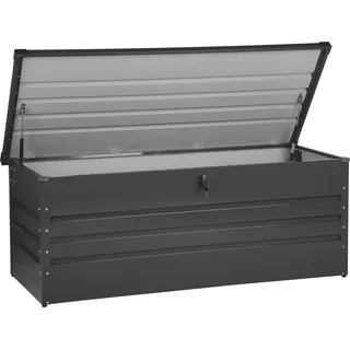BELIANI Gartentruhe Graphitgrau Metall 600 L 165 x 70 cm Wasserdicht Abschließbar mit Deckel Garten Aufbewahrungsbox Gartenbox Kissenbox Auflagenbox - Grau