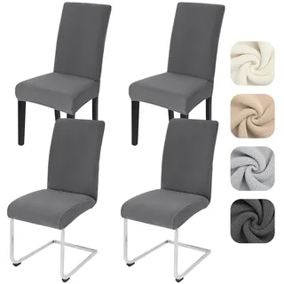 Alishomtll Stuhlhussen 4er Set Stretch Lammwollimitat Stuhlbezug für Schwingstühle Universal Esszimmerstühle Bezug Waschbar Abnehmbar Stühle Schutz für Bankett Hochzeit Restaurant (Dunkelgrau 4pcs)