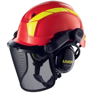 Uvex Pheos Forestry - Forsthelm mit Gehör- und Gesichtsschutz - SNR: 30dB - Farbe: Rot