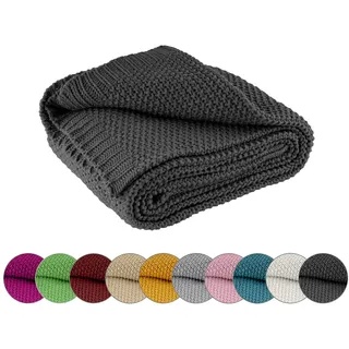 wometo Kuscheldecke Strick 140x190 Oeko-TEX türkis dunkelgrau anthrazit