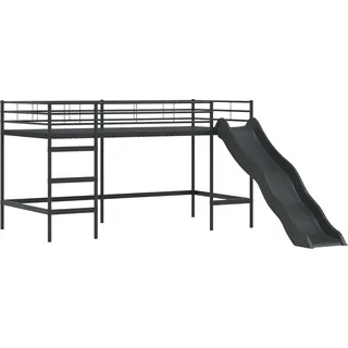 vidaXL Kinder-Loftbett mit Rutsche Schwarz und Anthrazit 90 x 200 cm - Schwarz