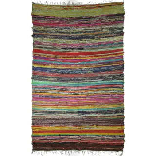 GURU SHOP Leichter Flickenteppich, Flickendecke 100x160 cm - Grün-bunt, Baumwolle, Teppiche, Bodenmatten