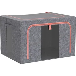 Faltbare Aufbewahrungsboxen mit Stahlrahmen - Transparente Fenster und Griffe - 2er Pack - Wasserdicht - Für Kleidung, Bettwäsche & mehr