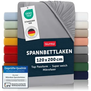 Blumtal Spannbettlaken Mikrofaser 120 x 200 cm Grau