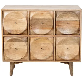 DRW Konsolentisch für den Eingangsbereich mit 6 Schubladen aus Holz, Natur, 99 x 40 x 88 cm