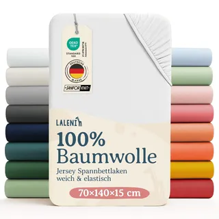 Laleni Jersey Spannbettlaken Baby - Oeko-TEX zertifiziertes 70x140 Bettlaken fr Kinderbett - Kinderbettwsche aus 100% Baumwolle in Wei