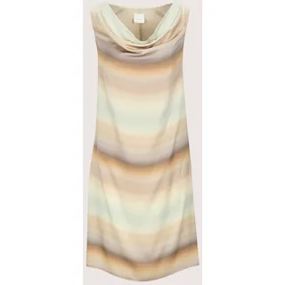 Sommerkleid MADELEINE "Satinkleid Viskosekleid mit Aquarell-Print", Damen, Gr. 46, N-Gr, weiß (wollweiß, multicolor), Obermaterial: 71% Viskose CV. 23% Seide silk. 6% Elasthan EL., Modern, figurumspielend, Kleider Sommerkleid, Fließendes Farbspiel