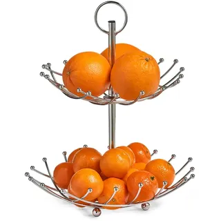 Zeller 27313 Obst-Etagere, 2-lagig, Metall verchromt, ca. 0.1 x 28.5 x 36 cm