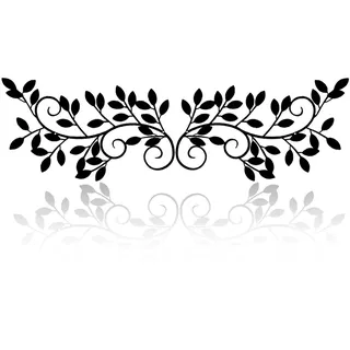 ESTART 2 Stück Metall Baum Blatt Wanddekor Rebe Olivenzweig Blatt Wandkunst Ornament Wandbehang Schild für über Tür, Wohnzimmer, Büro, Innen- und Außendekoration (Schwarz)