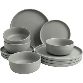 LeGer Home by Lena Gercke Tafelservice »Geschirr-Set, Service Belli« runde Form, Scandi Style, 12 Teile, für 4 Personen, grau