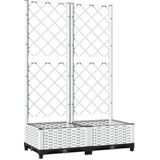 vidaXL Pflanzkübel mit Rankgitter Weiß 80x40x121,5 cm PP