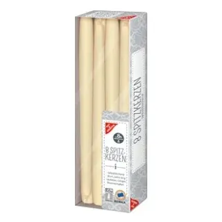 Leuchterkerzen, 26 cm lang, Hochwertige Spitzkerzen mit ca. 8 Stunden Brenndauer, 1 Packung = 8 Stück, creme