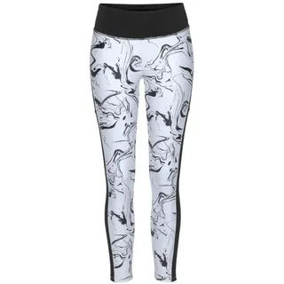 LASCANA ACTIVE Leggings Damen weiß-schwarz-gemustert-neongelb Gr.32/34
