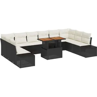 vidaXL Garten-Sofa-Set 11 pcs Schwarz und Creme 100 x 55 x 73 cm - Schwarz