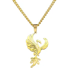 VASSAGO Rising Phoenix Halskette für Damen, Edelstahl, Phönix-Feuervogel-Anhänger, Halskette für Herren, trendiger Schmuck, Geschenke, Edelstahl