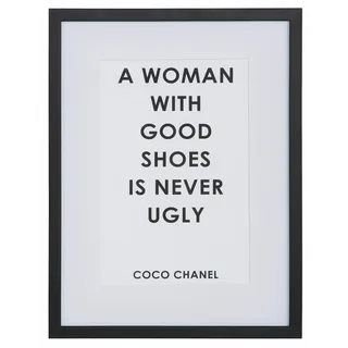OTTO home »Zitat Coco Chanel« Motivationsbilder Schriftzug Schriftzüge schwarz-weiß Sprüche & Texte HD Premium Poster-Druck inkl. Holzrahmen,