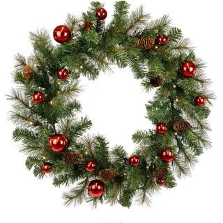 I.GE.A. LED-Weihnachtskranz künstlich 60 cm grün/rot