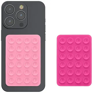 kwmobile 2X Silikon Saugnapf Handyhalterung - Handy Halter selbstklebend - 5,5 x 8cm - Universal Halterung für Handyhüllen - Kompatibel mit iPhone und Android - Hellrosa Rosa