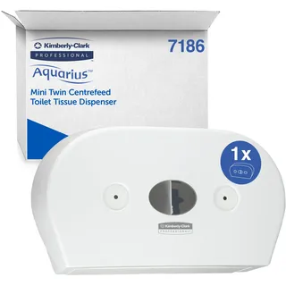 Kimberly-Clark Aquarius Mini-Doppel-Toilettenpapierspender mit Zentralentnahme 7186 - 1 x Weiß, Wc Papierspender