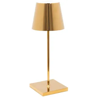 Zafferano Poldina Pro Mini Kabellose LED-Lampe, Akku,Touch-Dimmer,Verwendung im Innenbereich,Höhe 30cm,mehreren USB-Ladegeräten Goldglänzender galvanischer,LD0320O3X1,H 30 cm/Fußdurchmesser 11 cm