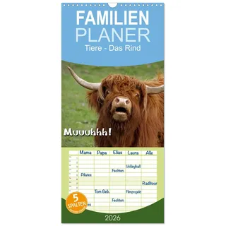 Calvendo Familienplaner 2026 - Muuuhhh! mit 5 Spalten (Wandkalender, 21 x 45 cm) CALVENDO