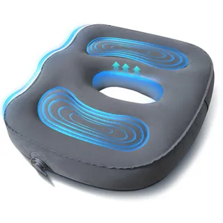 KEEPAA Orthopädisches Sitzkissen aufblasbar für Büro - Anti Hämorrhoiden Steißbeinkissen ergonomisches Sitzerhöhung Sitzkissen für Lange Sitzen auf Stühlen (Grau)