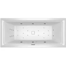 RIHO Still Square Rechteck-Badewanne, mit Riho Fall, Version rechts, mit Joy-System, Einbau, mit Ab-/Überlaufgarnitur, 2-Sitzer, weiß, B, Ausführung: 170x75x50cm, ohne Kopfkissen/Licht