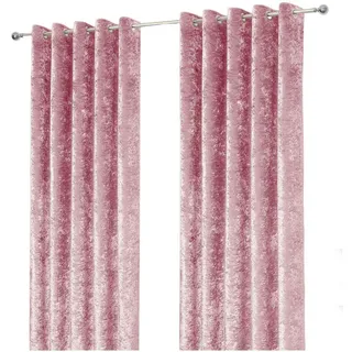 Homescapes Ösenvorhang Pannesamt verdunkelnd gefüttert, 228/137 cm , Rosa , Textil , Uni , 228x137 cm , Heimtextilien, Vorhänge, Fertigvorhänge, Ösenvorhänge