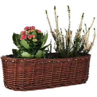 KOTARBAU® Übertopf aus Weide Flechtwaren Blumentopf Oval für Blumen Pflanzen Naturkorb 50 cm Blumenkasten Rattan Flechtkorb