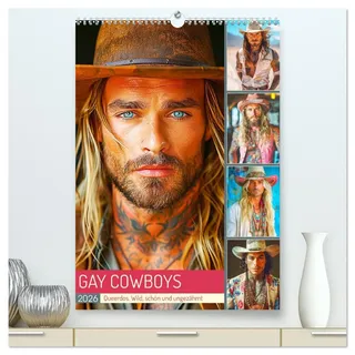 Gay Cowboys. Queerdos. Wild, schön und ungezähmt (hochwertiger Premium Wandkalender 2026 DIN A2 hoch), Kunstdruck in Hochglanz: Die coole Seite des ... modernen Wild West-Stil (CALVENDO Menschen)