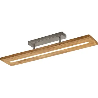 Trio LED Deckenleuchte Brad 623710130, Metall Nickel antik, Holz, inkl. 27 Watt LED, Switch Dimmer, Braun