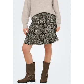 Midirock ONLY "ONLMAVIE LIFE SHORT LOOSE SKIRT WVN", Damen, Gr. XS (34), bunt (schwarz aop:splassed abstract), Web, Obermaterial: 100% Polyester, bedruckt, regular fit kniefrei, Röcke Midirock