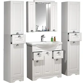 Waschtisch VCM "5-tlg. Waschplatz Waschtisch Casalo XL Landhaus", weiß, B:140cm T:46cm, Schränke, Waschtisch