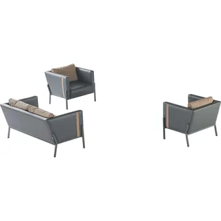 Arbeitszimmer Sitzmöbel r Kunstleder 2-Sitzer 2x Ledersessel - Schwarz, Braun