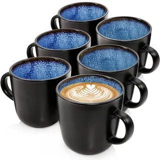 Sänger Kaffeebecher SET Aruba - 6 teilig aus Steingut , Blau , Keramik , kratzfest , Geschirr, Tassen, Kaffeebecher