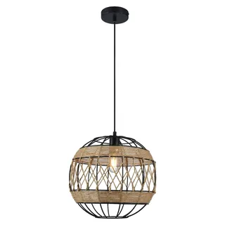Moderne Kugel-Decken-Pendel-Leuchte ALMUT D:33cm Hängelampe Metall + Hanfschnur