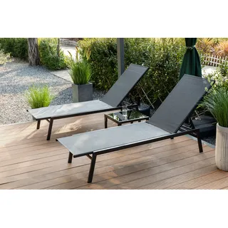 Gardissimo MADRID 2er-Set Liegen Sonnenliege Gartenliege mit Beistelltisch