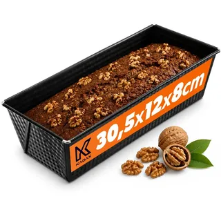KADAX Rechteckige Backform, Kastenform aus Blech, Königskuchenform mit Antihaftschicht, Brotbackform, Kuchenform, Backform, eckige Brotform (30,5 x 12 cm, Schwarz)