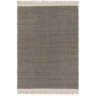 benuta Pure Wollteppich Kim Schwarz/Weiß 160x230 cm , Textil , Grafikmuster , Rechteckig , 160x230 cm , Gots , pflegeleicht , Teppiche und Böden, Teppiche, Schafwollteppiche