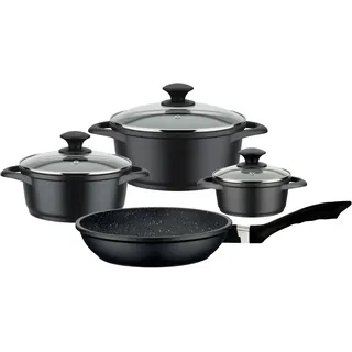 GSW Gourmet Granit Topf-Set 7-tlg. Kochtopf Ø 16 cm + Kochtopf Ø 20 cm + Kochtopf Ø 24 cm + Bratpfanne Ø 24 cm