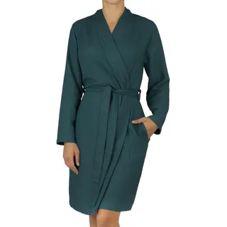 normani Damen Waffel-Bademantel aus 100% (Bambus)-Viskose - leichter Morgenmantel langer Kimono mit Waffeloptik - Sommerbademantel für Frauen