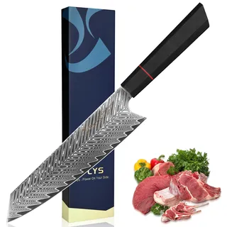 Plys Kiritsuke Damastmesser Japanisches Kochmesser: Küchenmesser 20 Cm, 67 Lagen Damaststahl Schmiedestahl, Scharfer VG10 Stahlkern und Achteckiger G10 Griff, mit Exquisiter Geschenkbox