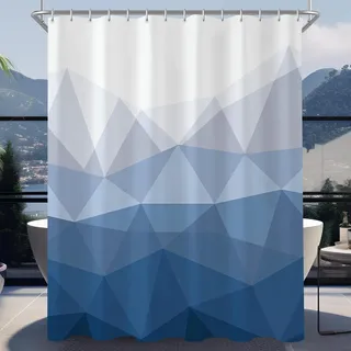 Lerores Duschvorhang 200x200 cm Geometrischer Verlauf,Beschwerter Saum Antischimmel,Wasserabweisend, Waschbar Polyester Badevorhänge mit 12 Ösen und Duschvorhangringe für Badezimmer,Badewanne