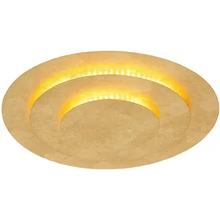 GLOBO lighting Deckenleuchte Deckenlampe Wohnzimmerleuchte Schlafzimmerlampe goldfarben LED Metall, LED 24W 1500Lm warmweiß, DxH 35x4,7cm